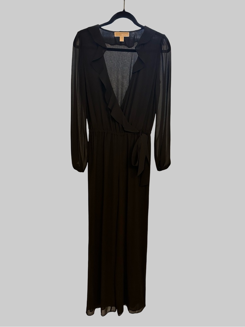 Michael Kors Black Long Sleeve Wrap Jumpsuit
